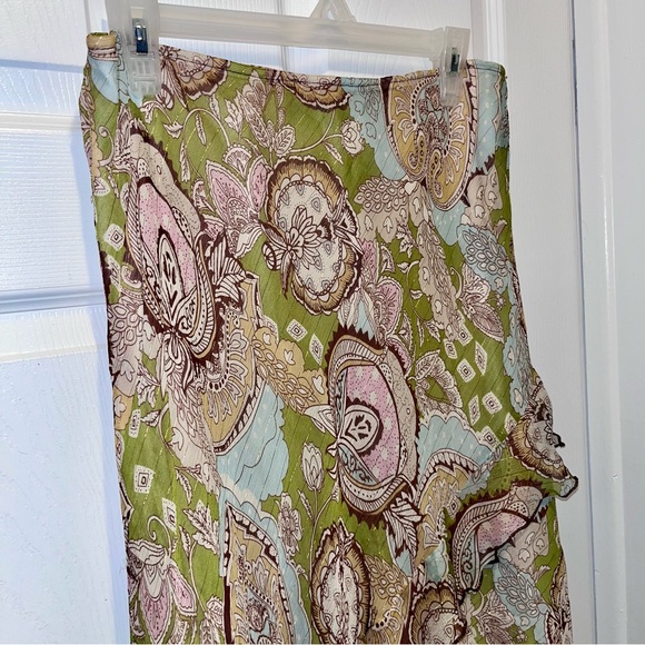 Vintage 90’ Colori Skirt Boho Fairycore Large Green Y2K asymmetrical paisley - Picture 2 of 5
